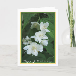 Derde huwelijksjubileumwensen 3 jasmijnbloemen kaart