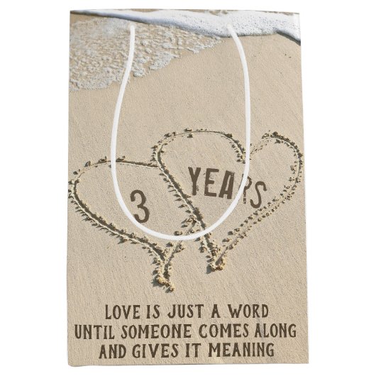 Derde Jubileum Beach Hearts Medium Gift Bag Medium Cadeauzakje (Voorkant)