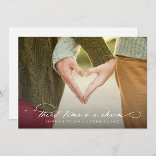 Derde keer is een Charm Foto Verander de Datum Aankondiging (Voorkant / Achterkant)