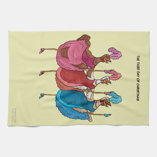 Derde kerstdag (3 Franse hennen) Keukenhanddoek (Horizontaal)