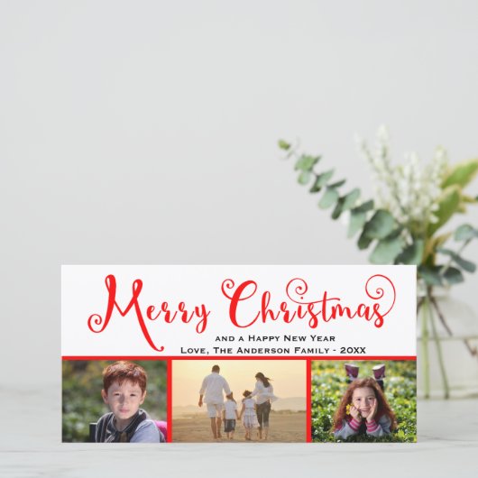 Derde kerstfeest-fotoscript - Fotokaart Feestdagenkaart (Staand voorkant)