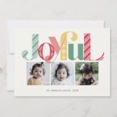 Derde kerstfoto's met vreugde feestdagenkaart (Voorkant)