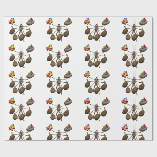 Derde kerstman met volle handen cadeaupapier (Vlak)