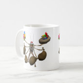 Derde kerstman met volle handen koffiemok (Voorkant links)