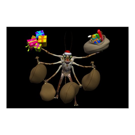 Derde kerstman met volle handen poster (Voorkant)