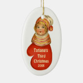 Derde Kerstmis voor baby,  X102 Keramisch Ornament (Rechts)