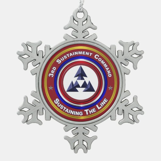 Derde kerstversiering met Duurzaam Bevel Tin Sneeuwvlok Ornament (Voorkant)