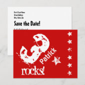 Derde KIDS Birthday Diagonal Design Grunge Stars Z Aankondigingskaart (Voorkant / Achterkant)