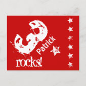 Derde KIDS Birthday Diagonal Design Grunge Stars Z Aankondigingskaart (Voorkant)