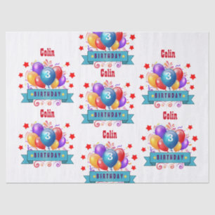 Derde KIDS Birthday Festive Colorful Balloons B10A Tissuepapier