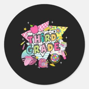 Derde klas leraar student terug naar school gelukk ronde sticker