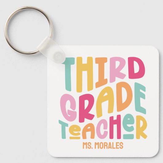 Derde klas leraar waardering kleurrijk sleutelhanger (Voorkant)