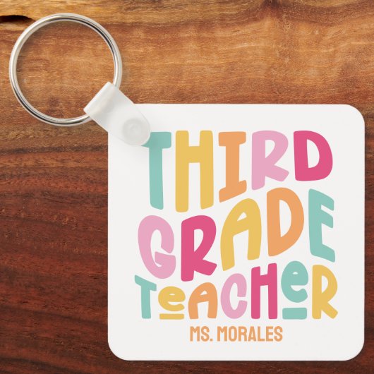 Derde klas leraar waardering kleurrijk sleutelhanger (Voorkant)