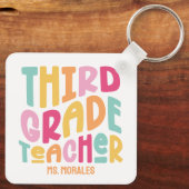 Derde klas leraar waardering kleurrijk sleutelhanger (Achterkant)