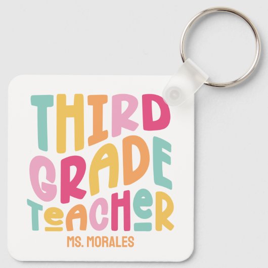 Derde klas leraar waardering kleurrijk sleutelhanger (Achterkant)