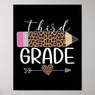 Derde klas luipaard potlood Byck naar school lerar Poster