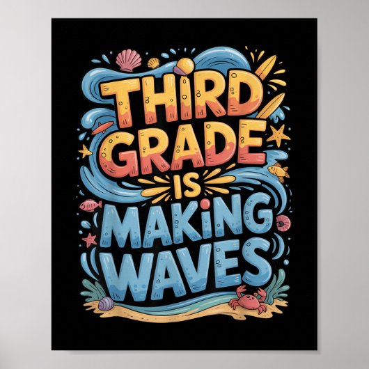 Derde klas maakt golven terug naar school Kinder A Poster (Voorkant)