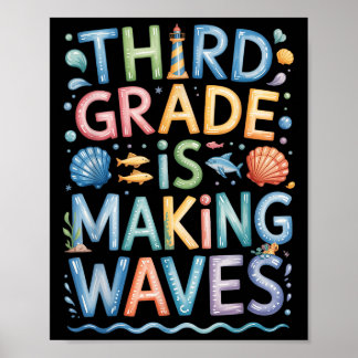 Derde klas maakt golven terug naar school Kinder A Poster