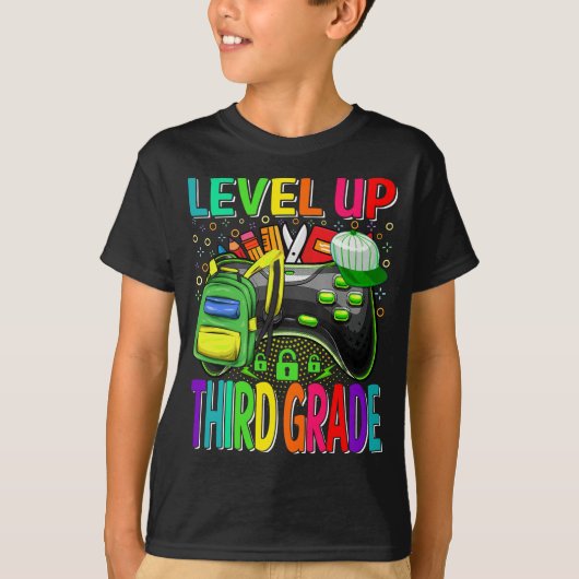 Derde klas niveau naar school ontgrendeld t-shirt (Voorkant)