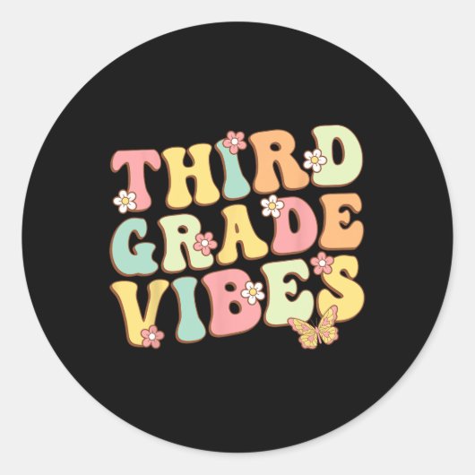 Derde Klas Sfeer Hallo Team 3e Klas Leraar Kind Ronde Sticker (Voorkant)