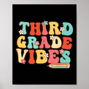 Derde klas sfeer retro groovy - 3e klas terug naar poster