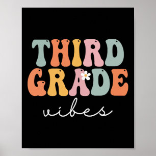 Derde klas sfeer Retro groovy vintage eerste schoo Poster