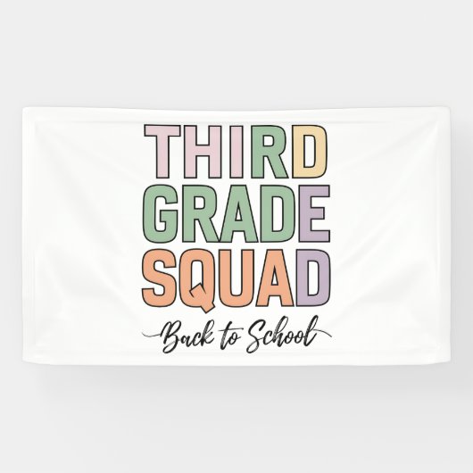 Derde klas squad leerkrachten kinderen 3e leerjaar spandoek (Horizontaal)
