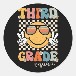 Derde Klas Team Retro Terug Naar School 3e Klas T Ronde Sticker