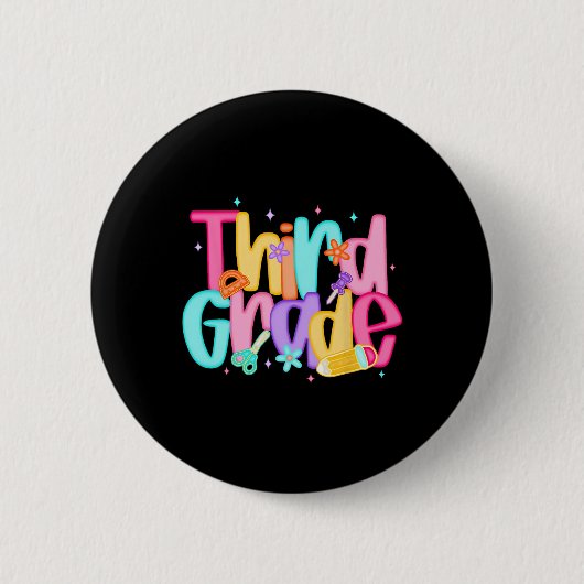 Derde klas terug naar school 3e klas squad leraar ronde button 5,7 cm (Voorkant)