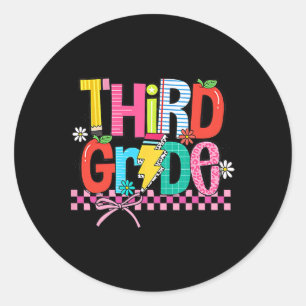 Derde klas terug naar school 3rd Grade Coquette Th Ronde Sticker