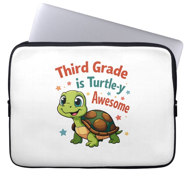 Derde klas Turtle-y Geweldig 3e klas terug naar sc Laptop Sleeve (Voorkant)