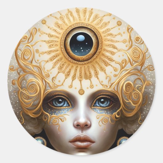 Derde kunst van Eye Goddess Fantasy Ronde Sticker (Voorkant)