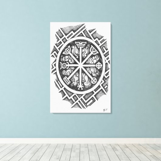 Derde kwikpentakel canvas afdruk (Insitu (Houten vloer))