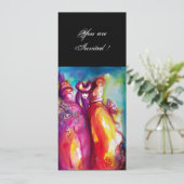 DERDE MASK masquerade ball, gouden rode blauw Kaart (Staand voorkant)