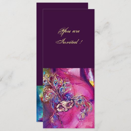 DERDE MASK masquerade ball, gouden rode blauw Kaart (Voorkant / Achterkant)