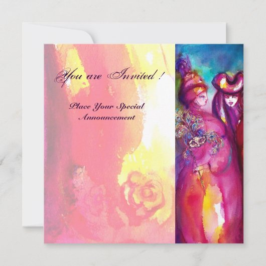 DERDE MASK masquerade ball, gouden rode blauw Kaart (Voorkant)