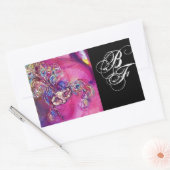 DERDE MASK Masquerade Monogram Fuchsia Black Rechthoekige Sticker (Envelop)