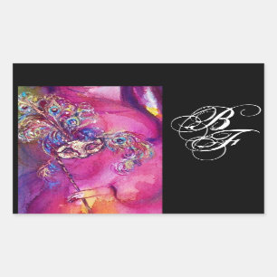 DERDE MASK Masquerade Monogram Fuchsia Black Rechthoekige Sticker