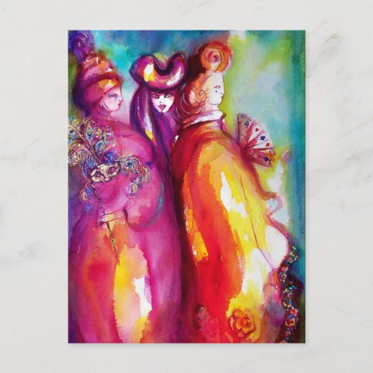 DERDE MASK/Venetiaanse Masquerade Briefkaart (Voorkant)