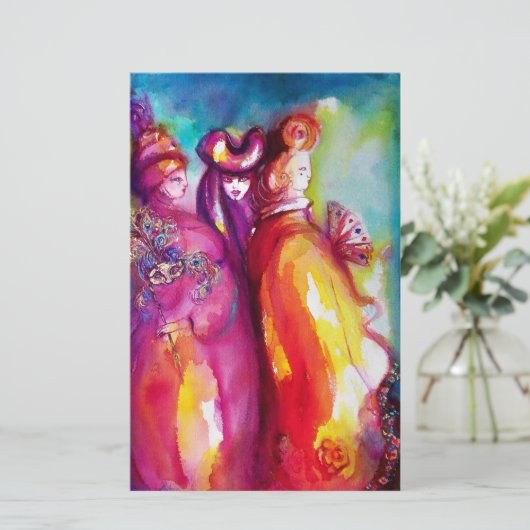 DERDE MASK, Venetian Masquerade Ball Briefpapier (Staand voorkant)