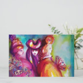 DERDE MASK, Venetian Masquerade Ball Stationery Briefpapier (Staand voorkant)