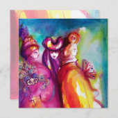 DERDE MASKER gemaskerd bal, goud rood geel blauw Aankondiging (Voorkant / Achterkant)