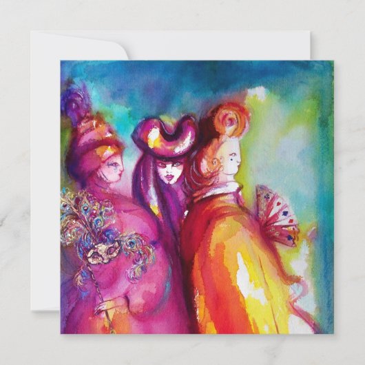 DERDE MASKER gemaskerd bal, goud rood geel blauw Aankondiging (Voorkant)