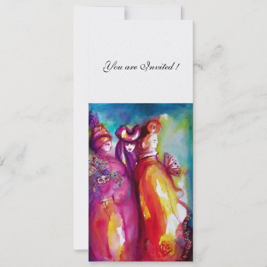 DERDE MASKER gemaskerd bal, goud rood wit ijs Kaart (Voorkant)