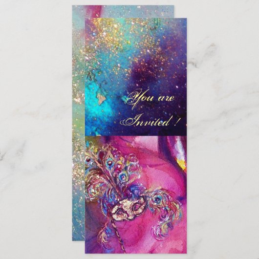 DERDE MASKER Venetiaans Carnaval Maskerade Bal Kaart (Voorkant / Achterkant)