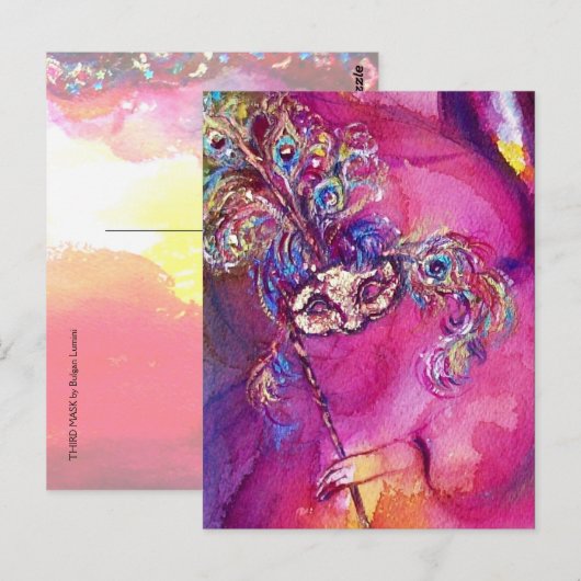 DERDE MASKER / Venetiaanse Maskerade Detail Briefkaart (Voorkant / Achterkant)