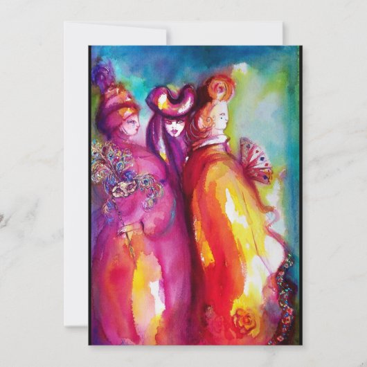 DERDE MASKERBAL ,goud rood geel blauw Aankondiging (Voorkant)