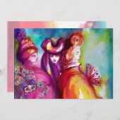 DERDE MASKERBAL ,goud rood geel blauw Aankondiging (Voorkant / Achterkant)