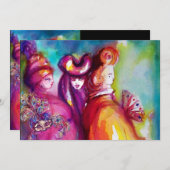 DERDE MASKERBAL ,goud rood geel blauw Aankondiging (Voorkant / Achterkant)