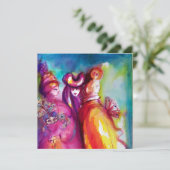 DERDE MASKERBAL ,goud rood geel blauw Aankondiging (Staand voorkant)